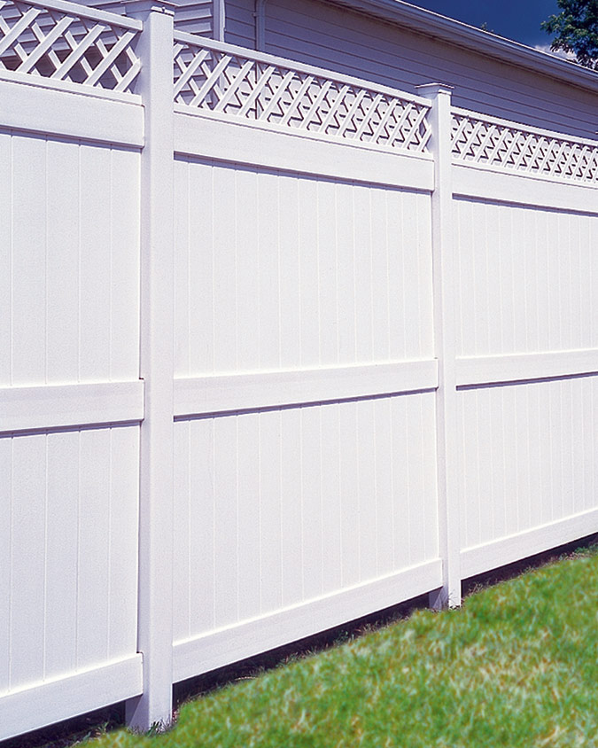 vinyl privacy fence panels with lattice top installed in West Allis